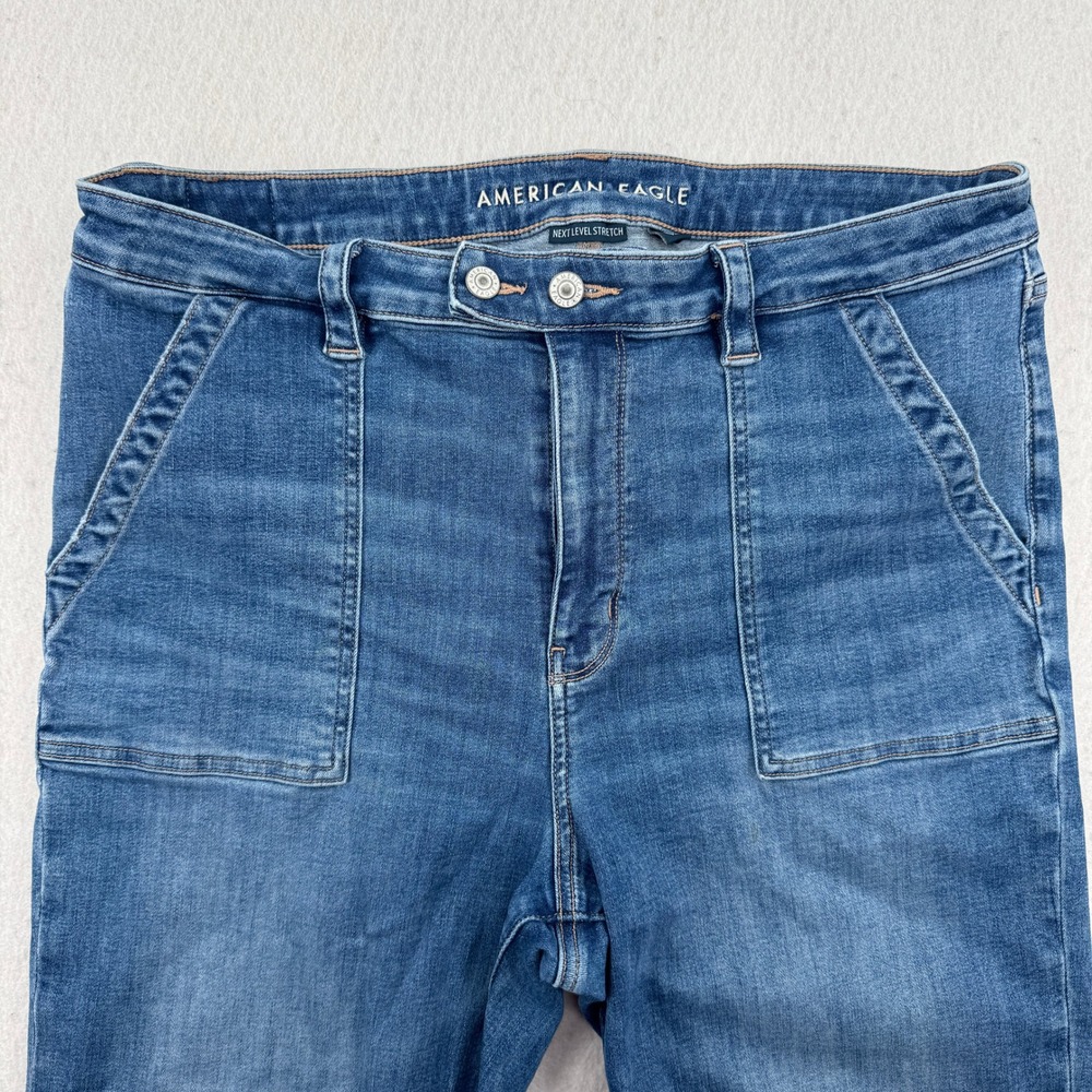 American Eagle Super High Rise Flare Jeans Womens 18 (36x31) Blue Denim Boho